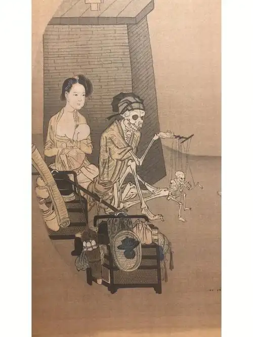 摹写南宋李嵩第一诡画骷髅幻戏图