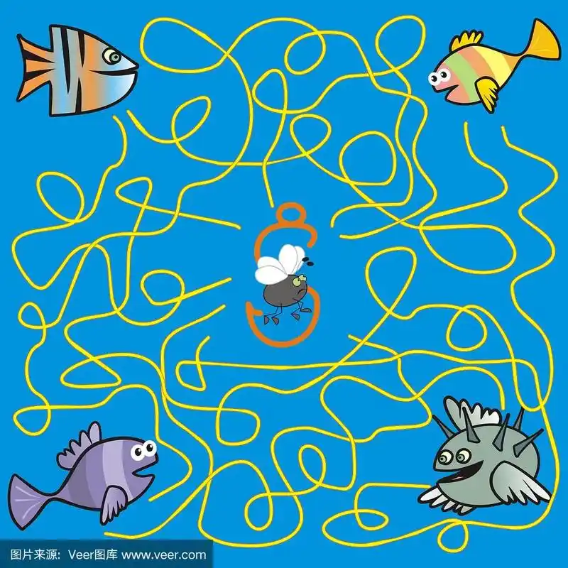 迷宫,鱼和家蝇,eps.