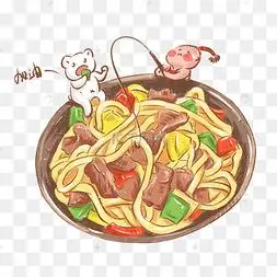 美食福娃相伴大盘鸡png下载 png下载psd冬季热气腾腾的简笔画小清新