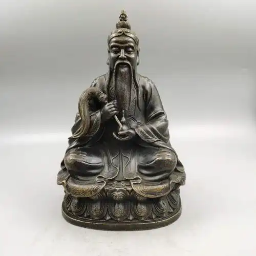 纯铜太上老君神像家用供奉元阳上帝道祖上德装饰摆件