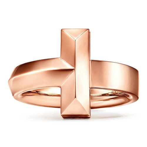 蒂芙尼  tiffany t系列18k金玫瑰金宽戒指  67796349