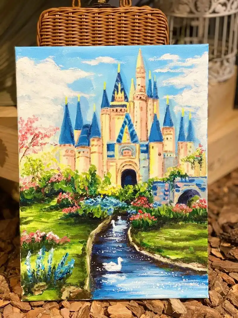 丙烯画教程|迪士尼城堡3.