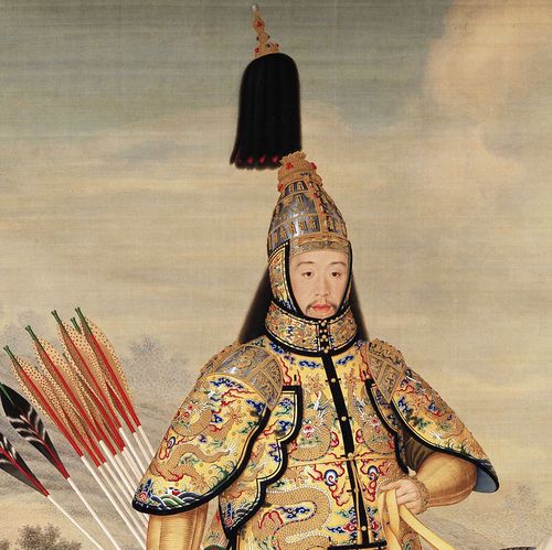 挂画复制清微高清微装饰画画像人物画人物大阅皇帝国画