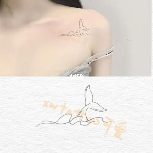 小清新纹身手稿 女生纹身 锁骨纹身大连纹身_纹身_小清新纹身_荷花