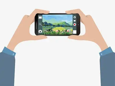 卡通手绘拍照的双手