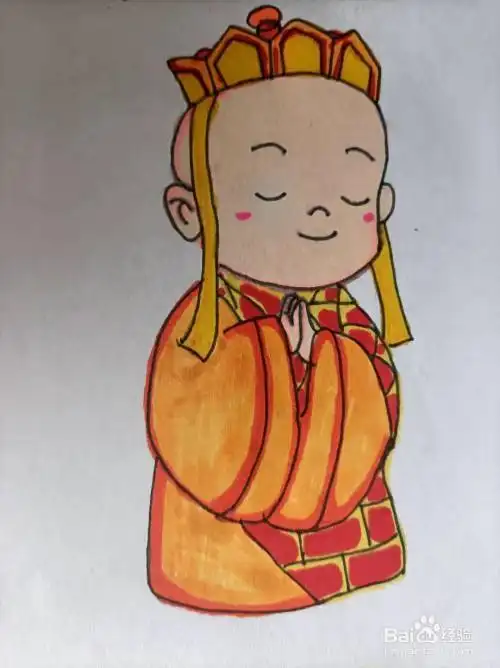 西游记人物简笔画彩色唐僧