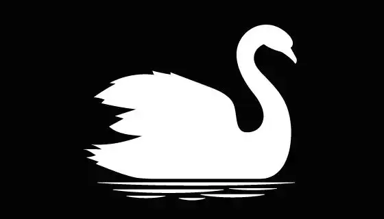 黑白色天鹅剪影矢量素材aieps