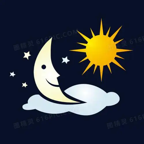 矢量卡通手绘月亮太阳