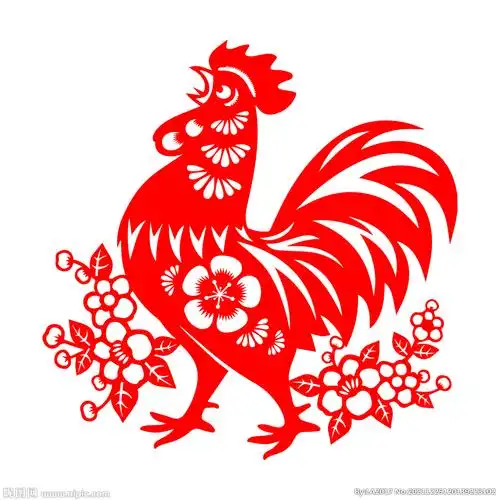 传统艺术公鸡窗花剪纸