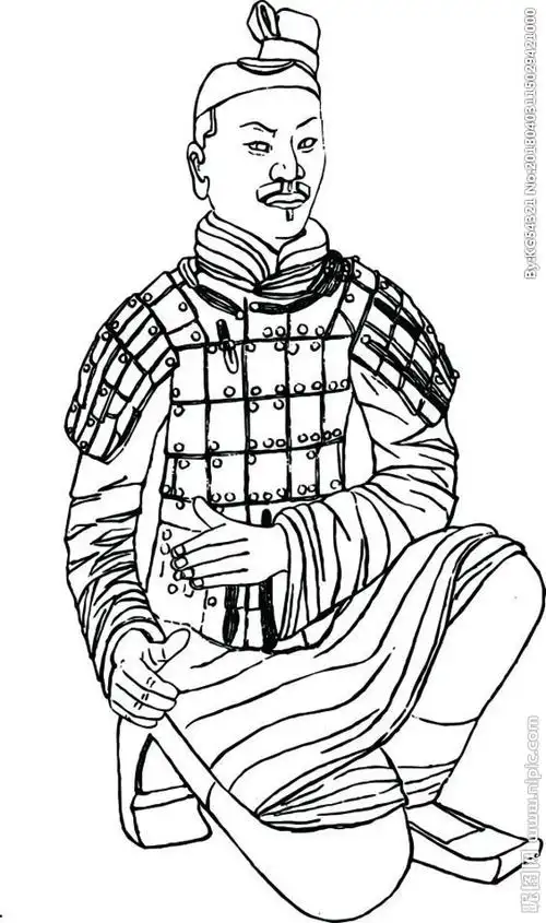 兵马俑线描图图片