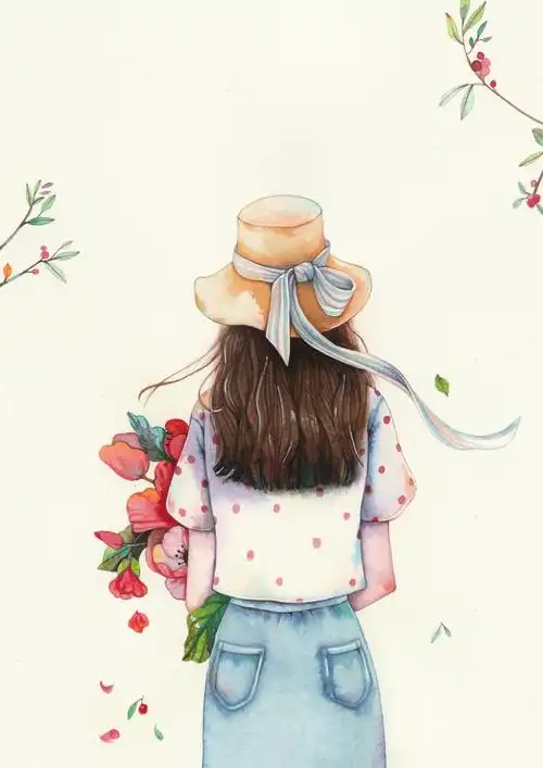 唯美清新水彩手绘插画