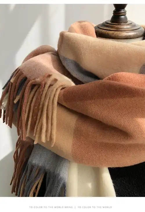 专柜高端正品法国品牌定制明星同款毛围巾女冬季百搭英伦格子男女情侣