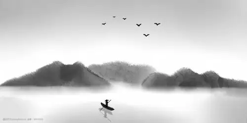 中国风水墨山水背景插画风景