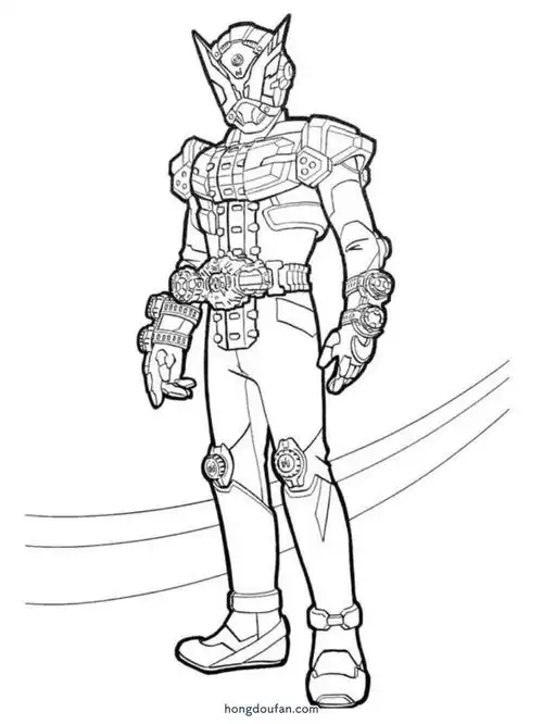 站立姿态的假面骑士动画填色图片大全