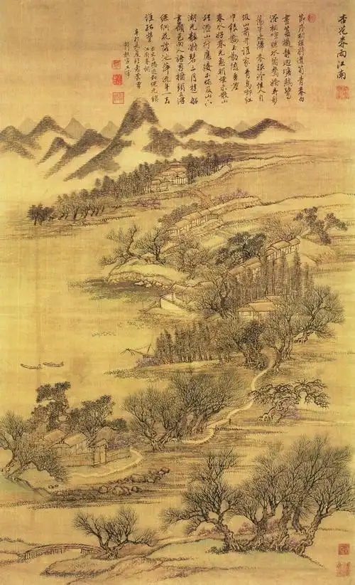 仿古四季山水图 山水画 中国古画_. - 菜鸟图库