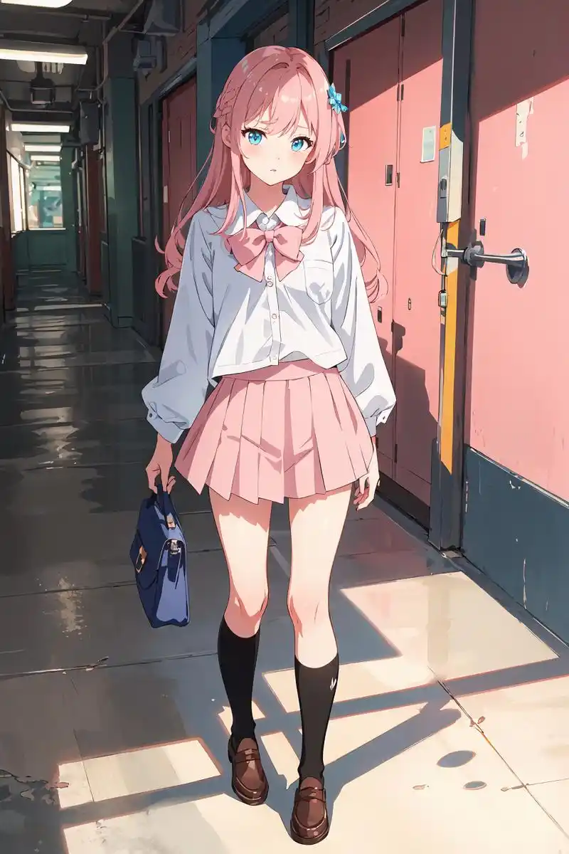 粉毛jk[期待][滑稽]  #二次元美图