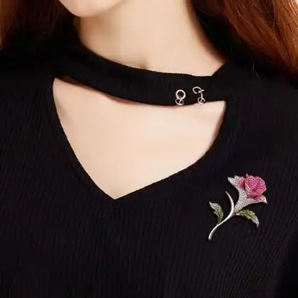 时尚百搭甜美花朵玫瑰盛开胸针优雅气质胸花别针简约个性