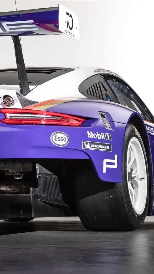 保时捷911 rsr蓝色赛车后视图 iphone 壁纸