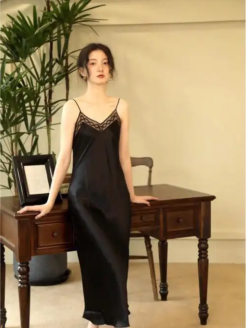 性感真丝吊带裙秋冬家居睡衣打底吊带裙
