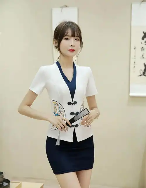 sjqy足疗技师工作服女夏洗脚城足浴酒店前台工装美容师制服按摩套装