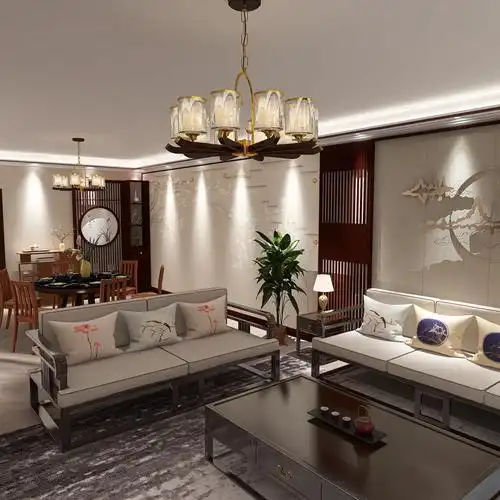 【新中式】客厅灯具搭配展示 - 大师兄设计效果图 - 每平每屋·设计家