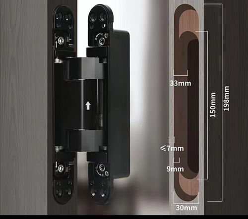 门合页自动关门液压缓冲无尾杆暗藏阻尼铰链90度定位 圆角黑色60kg