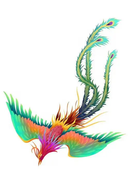 飞行中的绿孔雀凤凰png图片免抠素材