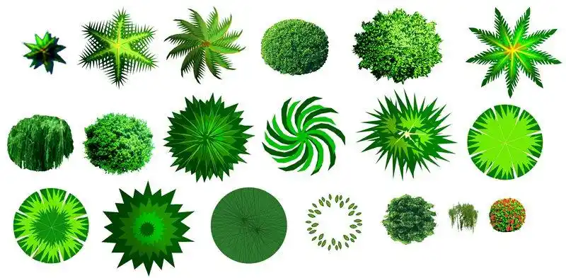 ps彩平图图例植物素材psd格式