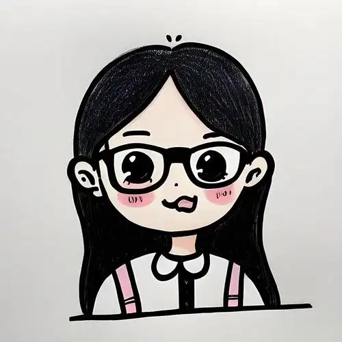 戴眼镜小女孩自画像简笔画