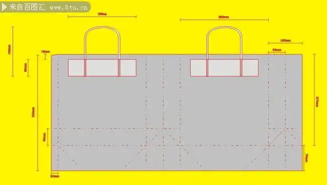 纸袋展开图-矢量素材-百图汇设计素材