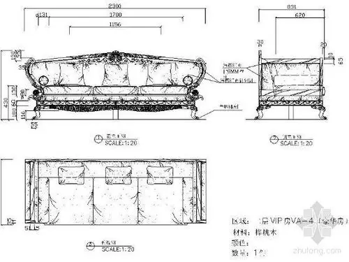 分享室内家具三视图cad资料下载