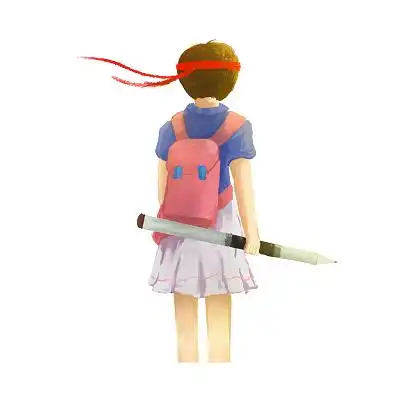 彩色手绘卡通高考女孩背影奋斗冲刺高考元素png素材