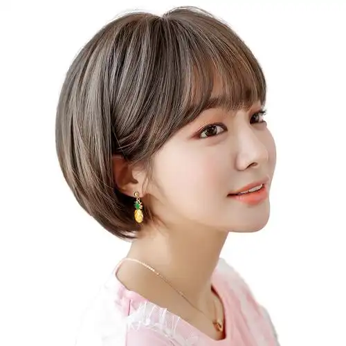 假发女短发bobo韩国波波头空气刘海锁骨发女气质修脸短发套头蜂蜜布丁