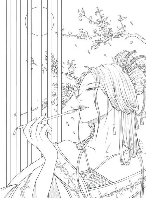 古风人物线稿图临摹