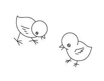 小鸡吃小米简笔画