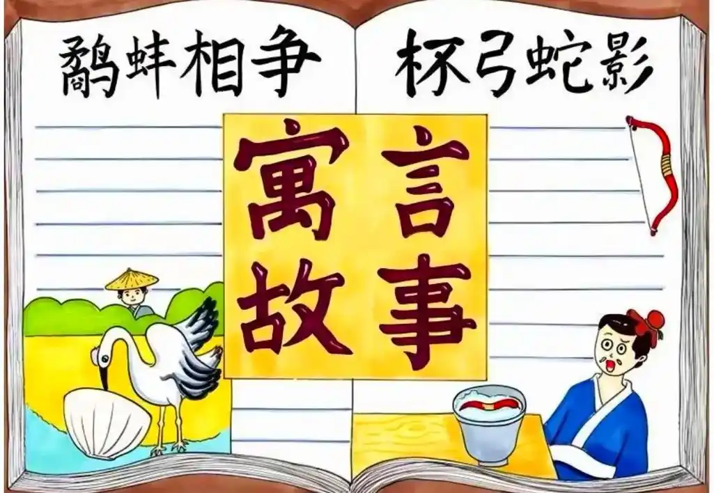 寓言故事手抄报简单.#创作灵感 鹬蚌相争杯弓蛇影寓言手抄报简 - 抖音