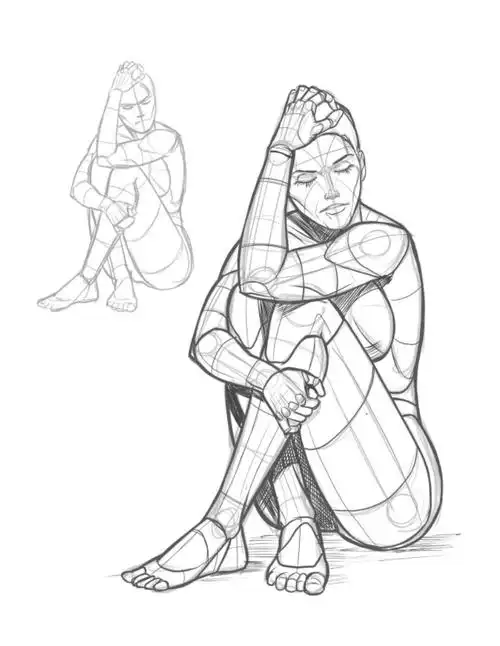 【素材】人体结构动态线稿_艺学绘