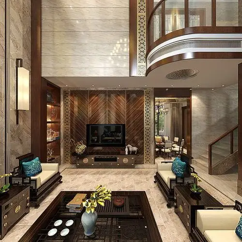 中式别墅中空大厅