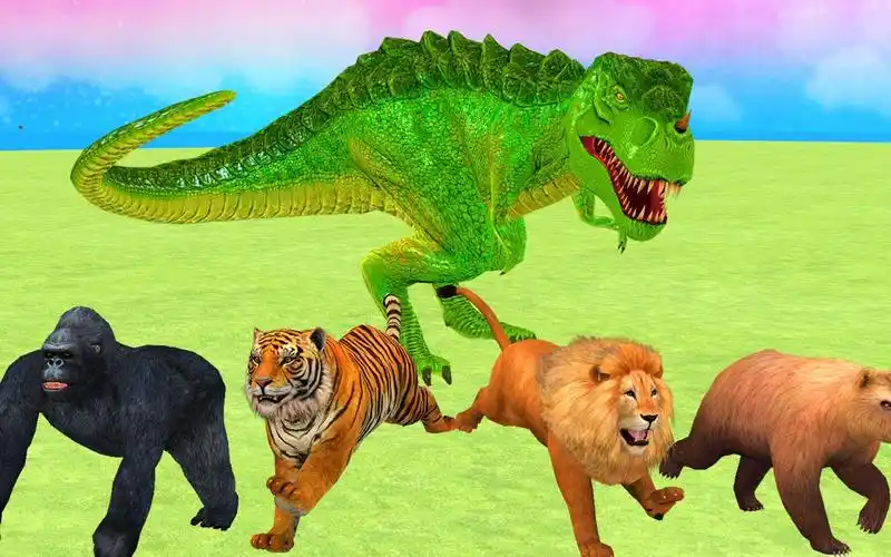 狮子老虎霸王龙谁才是百兽之王学英语动画片