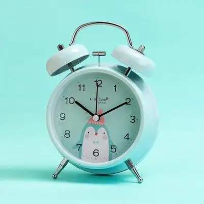 小夜灯闹钟学生用小钟静音床头时钟桌面卡通小表超大音量夜光闹铃