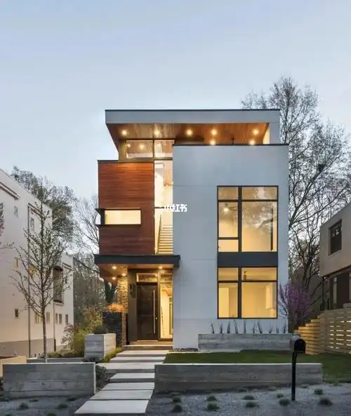 100套现代风格建筑系列76侧入户三层房子