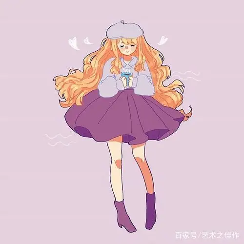 板绘人物,甜美可爱的卡通女孩,萌萌的