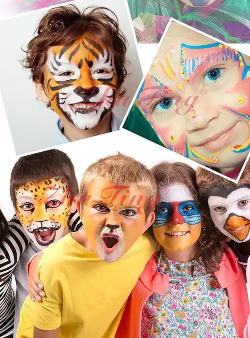 10格三色世界杯脸彩 万圣节彩绘新款 面部彩绘热销水溶性颜料