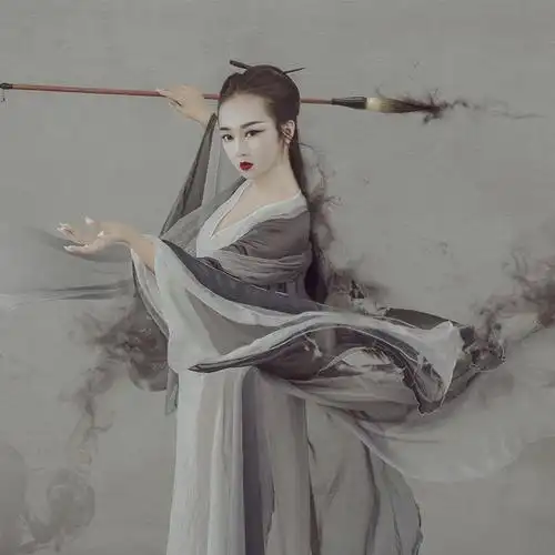 女古装影楼摄影写真主题唐装汉服性感唯美水墨走秀演出服装半墨