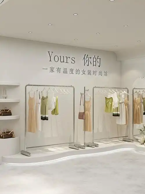 服装店展示架不锈钢拉丝落地式组合挂衣架女装店专用货架陈列架子
