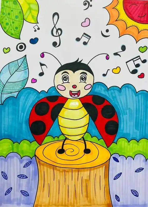 创意美术儿童画七星瓢虫