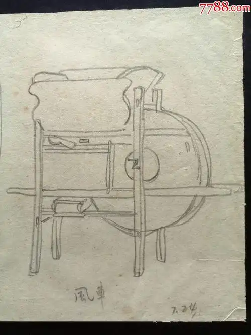 著名摄影家张一群手绘素描速写画稿原作《农具》6张合售包真