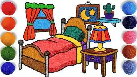 简笔画:我的小小卧室,快来展示下你的卧室吧!