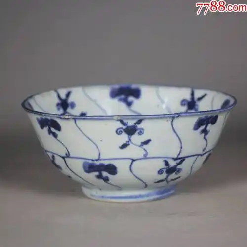 清三代雍正青花瓷灵芝纹碗景德镇老瓷器艺术品老物件实用盛水古董