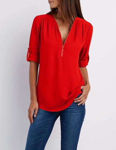 t恤v neck blouse tops women shirt ladies loose chiffon shirt